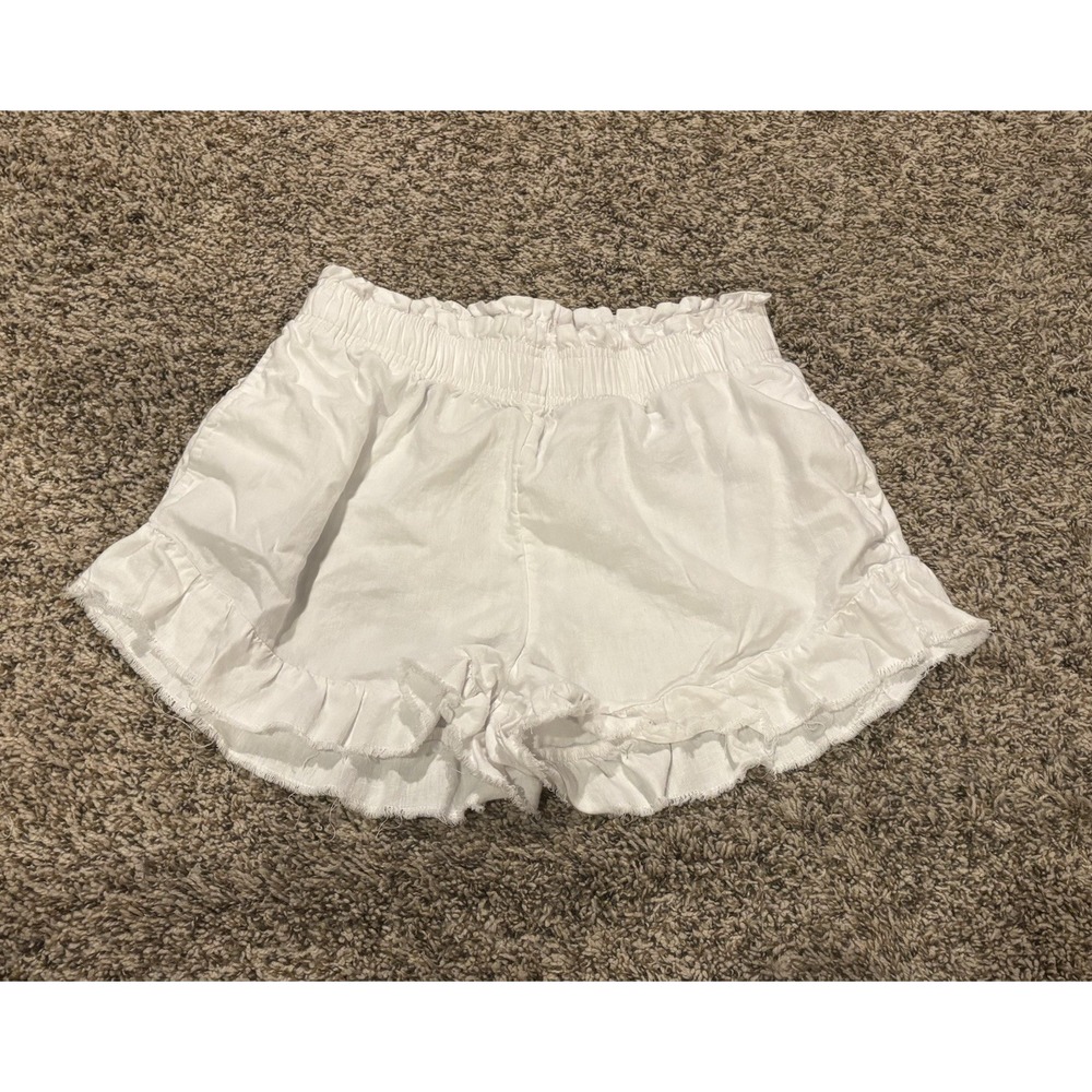Aerie Happiest Flirty Shorts White Ruffled Linen Boho Cozy Women’s Size S
